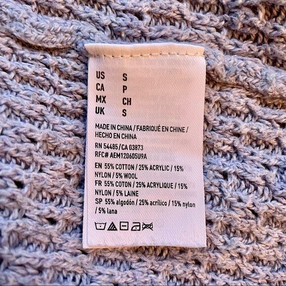 American Eagle Light Blue/Grey Knitted V-Neck Sweater - Picture 8 of 12